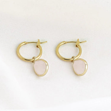 Boucles Laura - doré et rose quartz