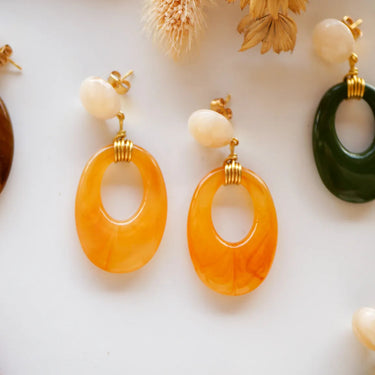 Boucles Talia - blanc et jaune marbré