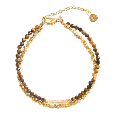 Bracelet Gracious doré - Oeil de tigre & Citrine