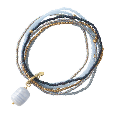 Nirmala bracelet - gold &amp; blue lace agate 