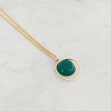 Collier Mi-Long Azalée - agate verte